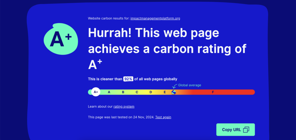 Sustainable WordPress Website: Impact Management Platform's score